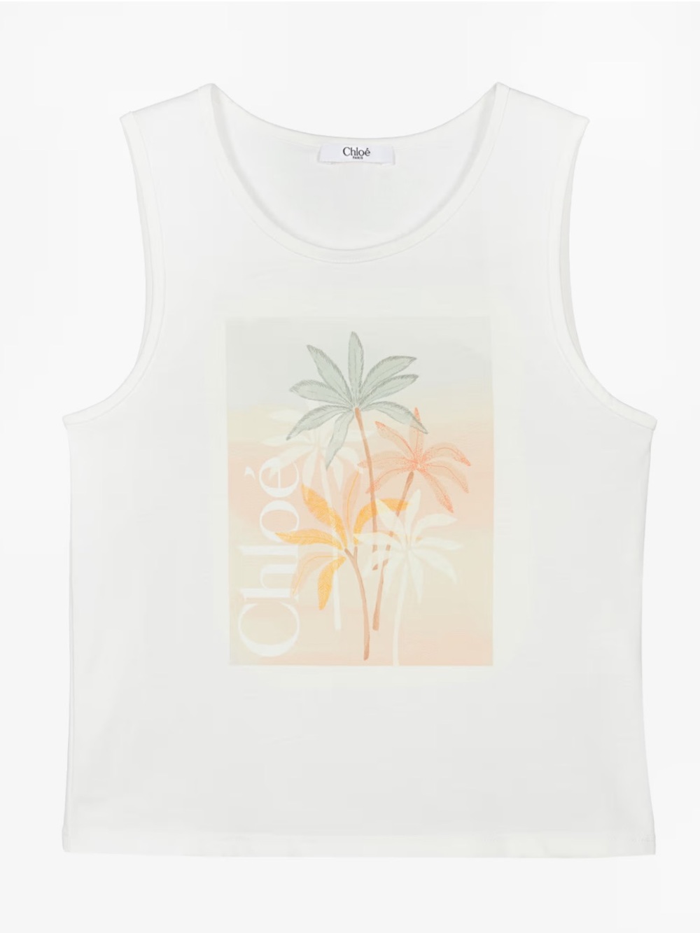 Chloe kids White Palm-Print Tank Top